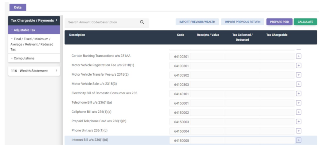 non adjustable tax fbr