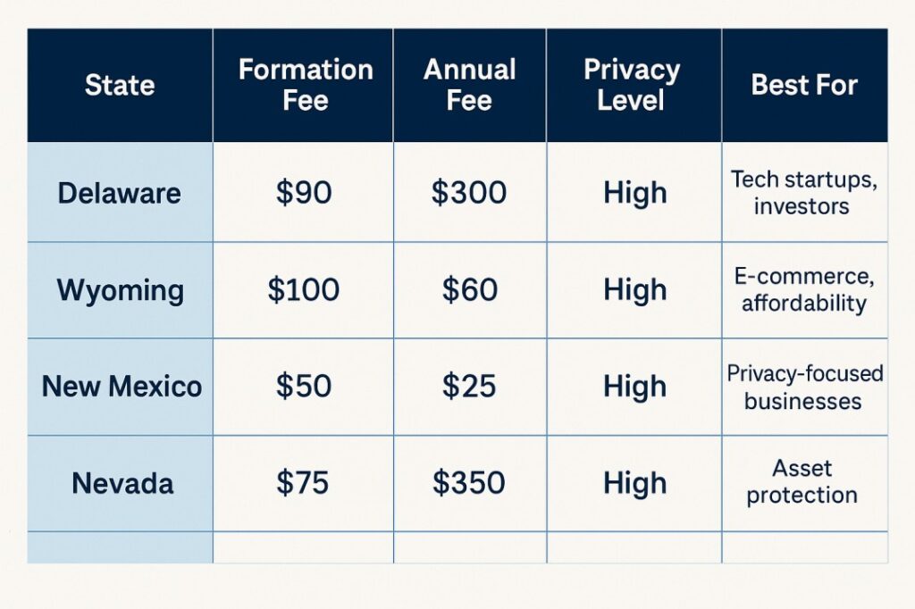 LLC Formation Comparison by State