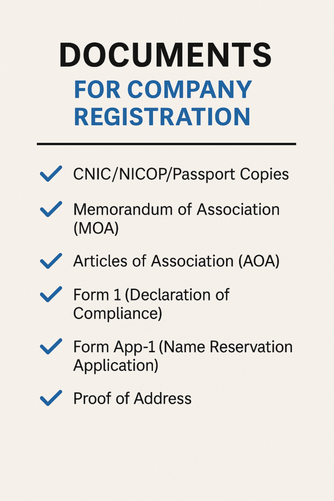 Documents for Company Registration Checklist